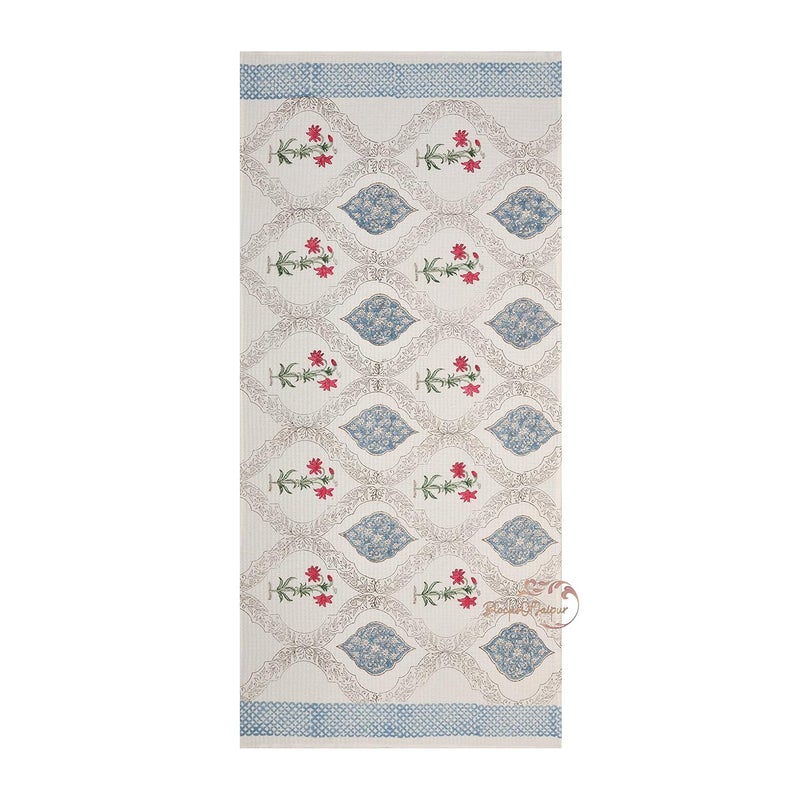 WORLDNEX 100 Cotton Hand Block Printed Waffle Fabric Towels 76 Cm X 152 Cm Large Size for Men and Women Baby Towel Design 9 - Image 2