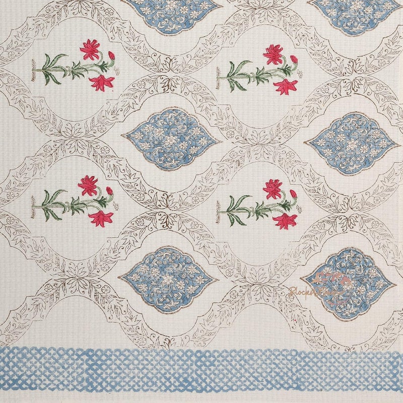 WORLDNEX 100 Cotton Hand Block Printed Waffle Fabric Towels 76 Cm X 152 Cm Large Size for Men and Women Baby Towel Design 9 - Image 5