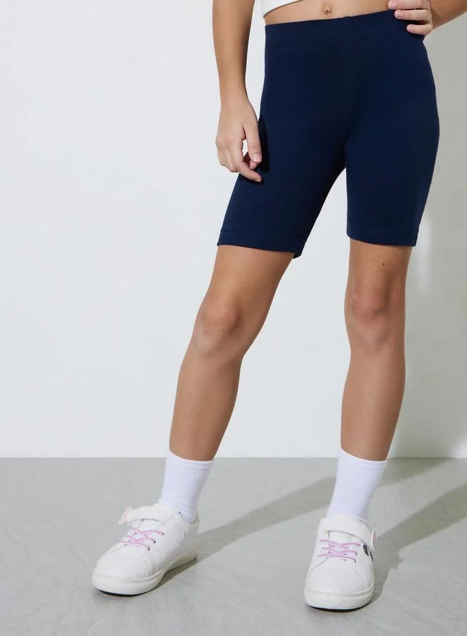 ستايلي Pack of 2 - Girls Navy Blue Knitted Cycling Shorts