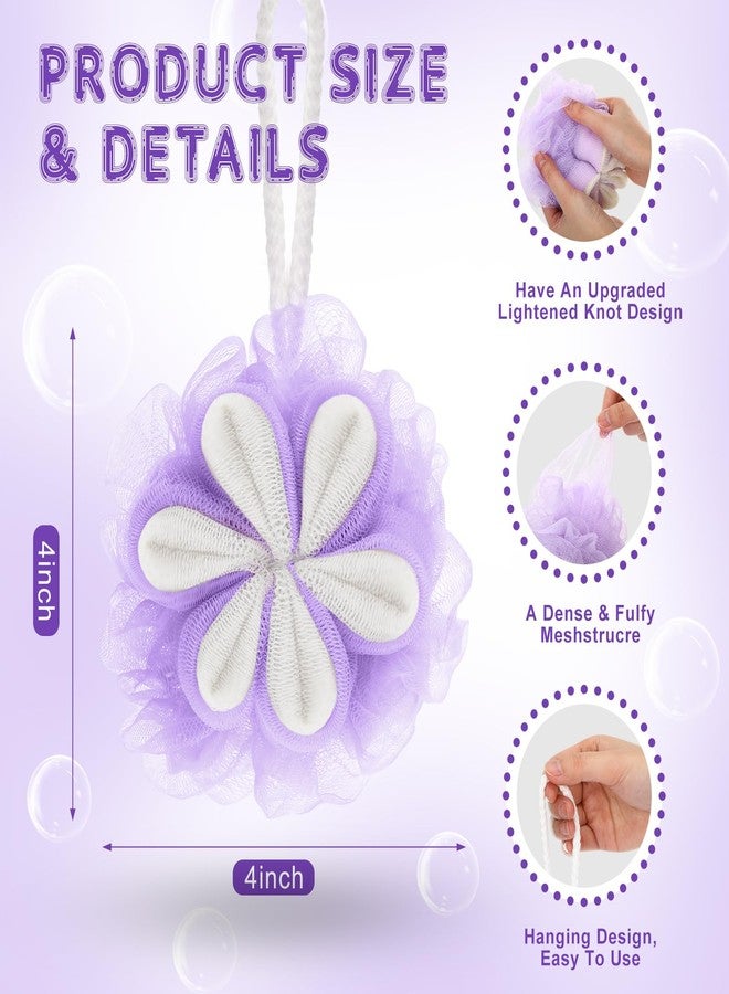 FuWeave فيويف 6 عبوات لوفة استحمام زهرة لوفة استحمام لوفات استحمام لتقشير الجسم هدايا سبا للنساء لوازم تنظيف الحمام ملحقات الاستحمام للرجال (لافندر) - Image 2