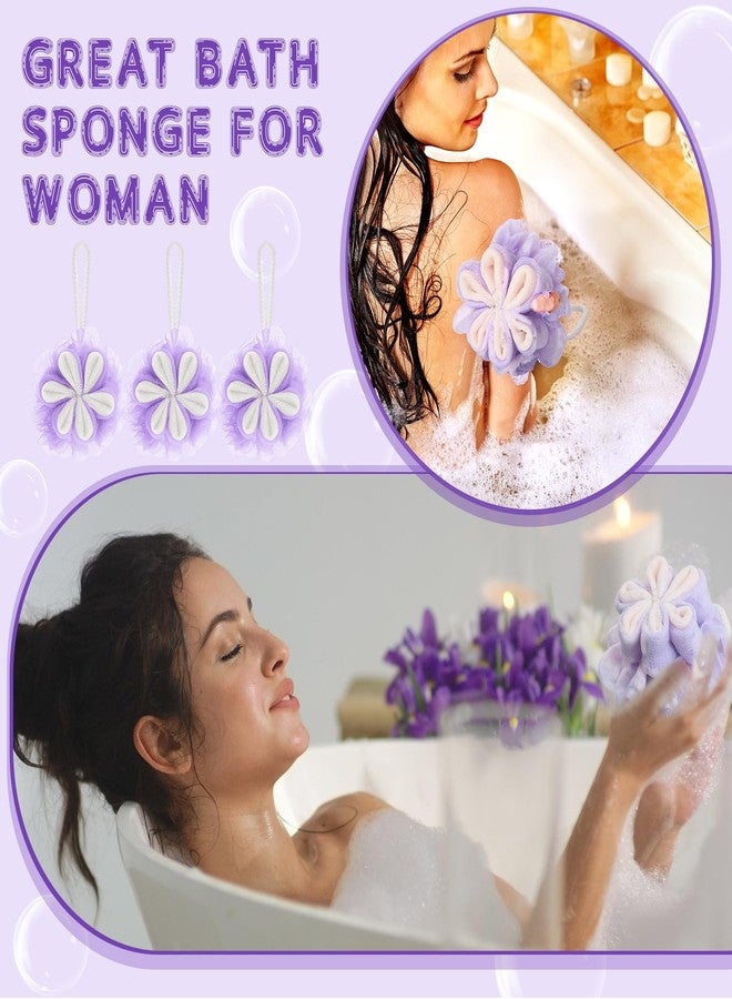 FuWeave فيويف 6 عبوات لوفة استحمام زهرة لوفة استحمام لوفات استحمام لتقشير الجسم هدايا سبا للنساء لوازم تنظيف الحمام ملحقات الاستحمام للرجال (لافندر) - Image 5