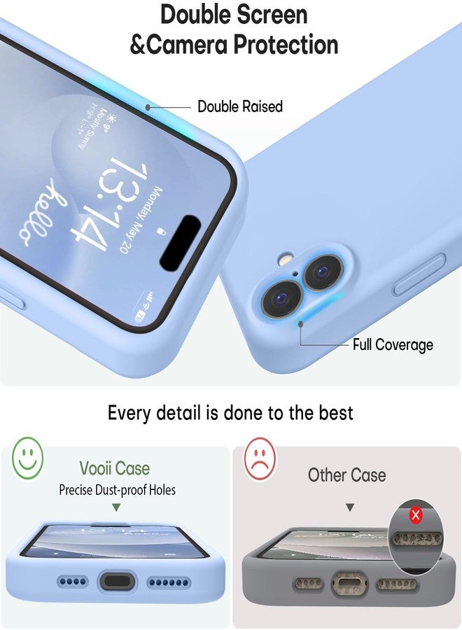 Vooii Compatible with iPhone 16 Case, Liquid Silicone Upgrade [Camera Protection] [Soft Anti-Scratch Microfiber Lining] Shockproof Phone Case for iPhone 16 6.1 inch - Light Blue - Image 3