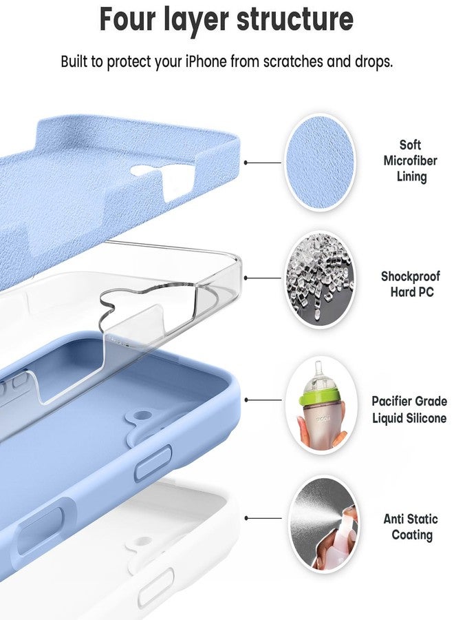 Vooii Compatible with iPhone 16 Case, Liquid Silicone Upgrade [Camera Protection] [Soft Anti-Scratch Microfiber Lining] Shockproof Phone Case for iPhone 16 6.1 inch - Light Blue - Image 2
