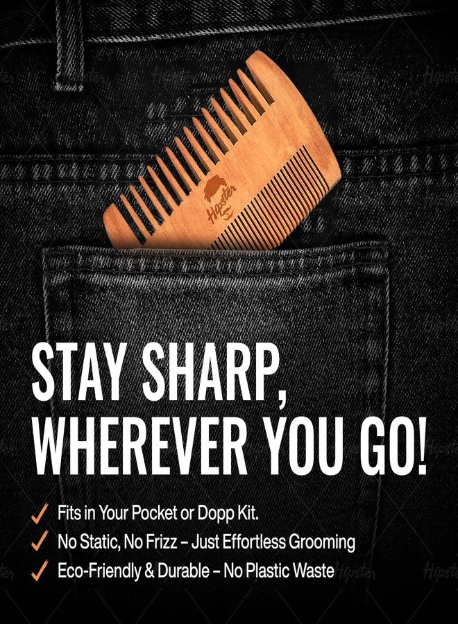 Hipster Neem Wooden Comb for Men | Dual Side Tooth Beard & Hair Grooming Comb for Hair Growth | Anti-Static, Pocket Friendly, Natural Wooden Comb - Image 5
