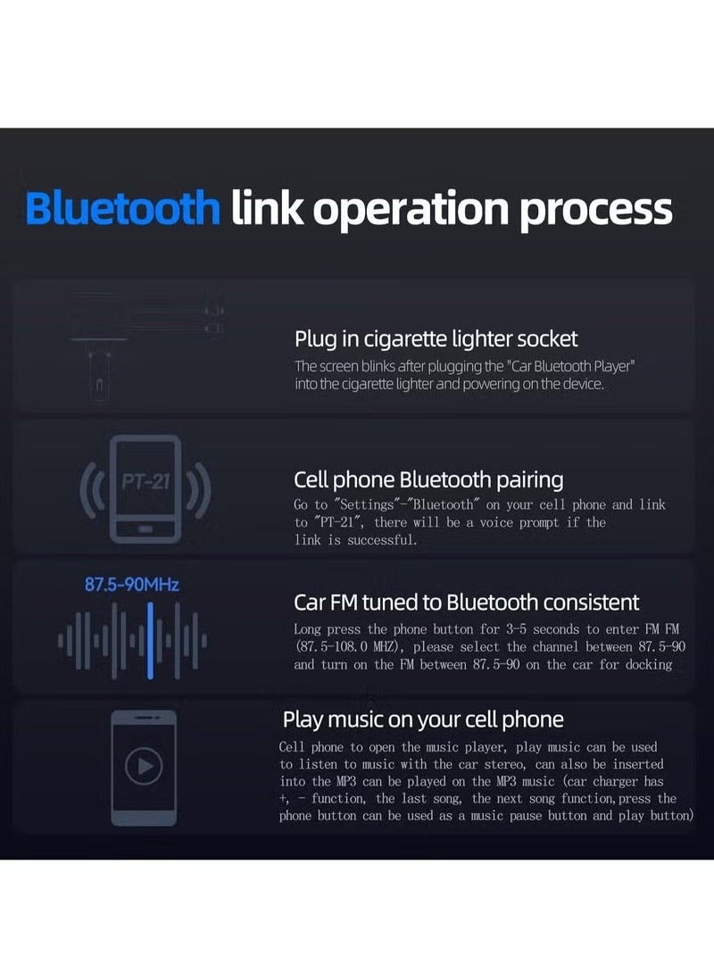 Bluetooth FM Transmitter Car Adapter – 50W Fast Charger with Dual Retractable Cables, Bluetooth 5.0 Receiver, Hands-Free Calling & Music Streaming, LED Display, Dual USB Ports, for 12V/24V Vehicles, Compatible with iPhone, Samsung & Android Devices  - Image 2