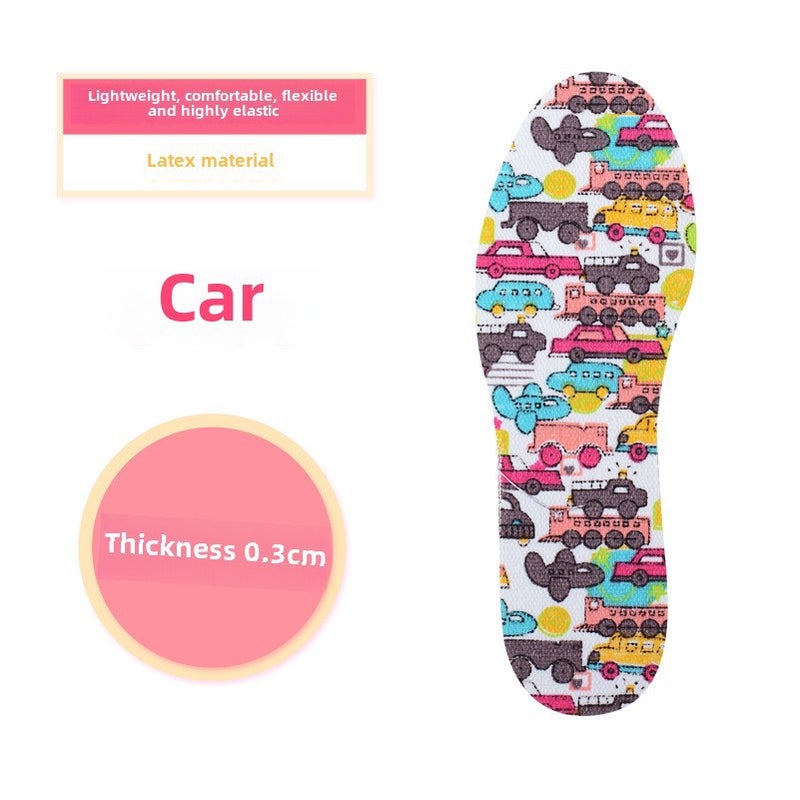 Kids Latex Insoles Soft Cut-to-Fit Support Car 