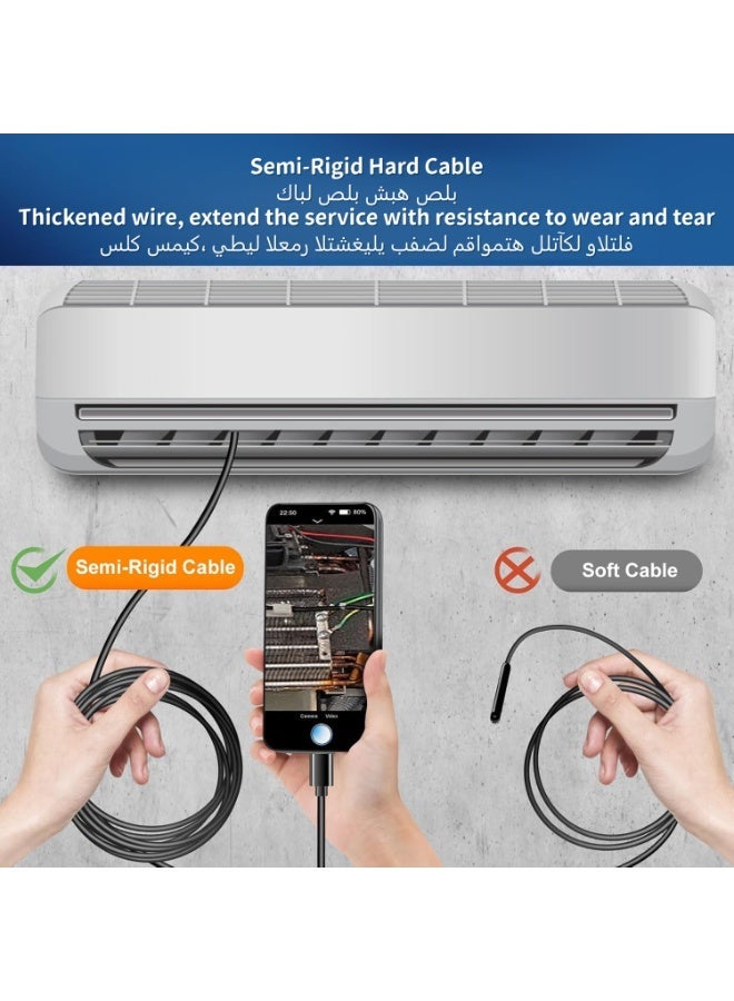 Endoscope Inspection Camera, HD Lens Borescope, IP67 Waterproof with 16.5FT Semi-Rigid Cable, Inspection Camera with LED Lights – Compatible with Android & iOS - Image 5