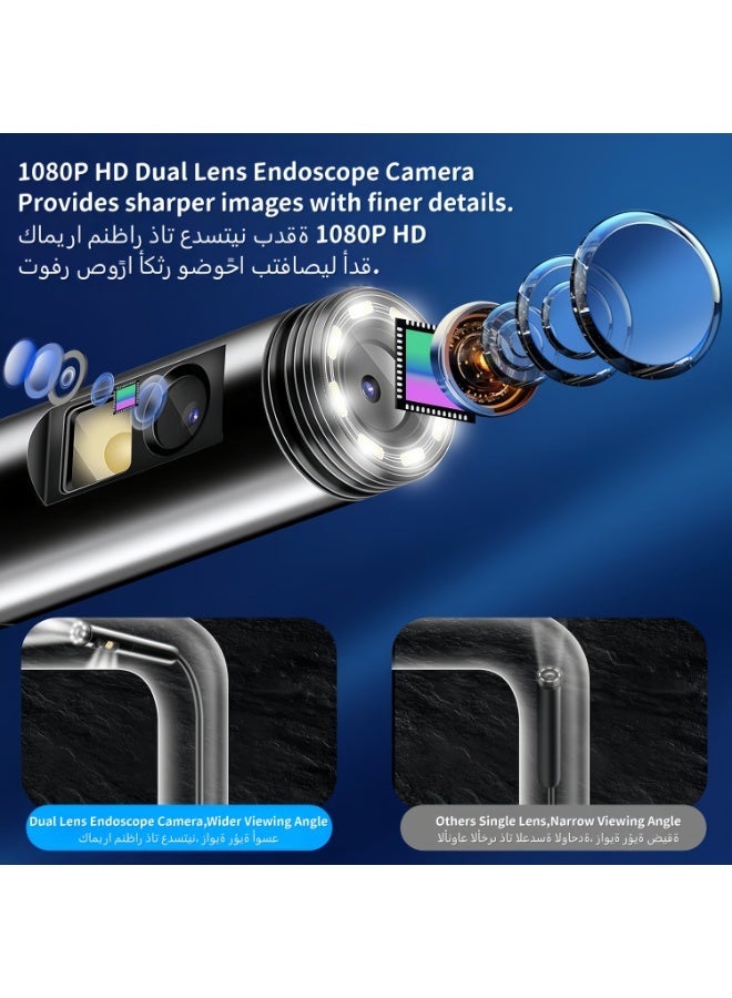 Endoscope Inspection Camera, HD Lens Borescope, IP67 Waterproof with 16.5FT Semi-Rigid Cable, Inspection Camera with LED Lights – Compatible with Android & iOS - Image 3