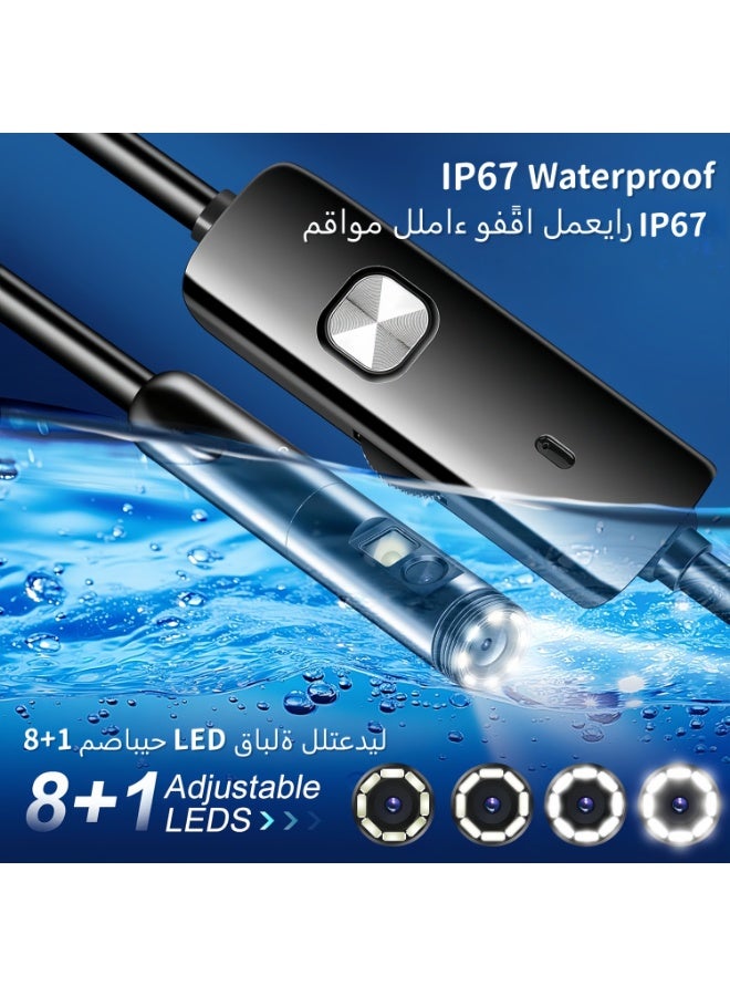 Endoscope Inspection Camera, HD Lens Borescope, IP67 Waterproof with 16.5FT Semi-Rigid Cable, Inspection Camera with LED Lights – Compatible with Android & iOS - Image 4