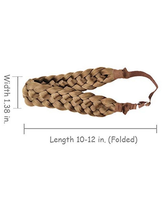 Hann 3 Pieces 5 Strands Synthetic Hair Braided Headband Classic Chunky Wide Plaited Braids Elastic Stretch Hair Piece Women Girl Beauty Accessory (Light Brown) - Image 3