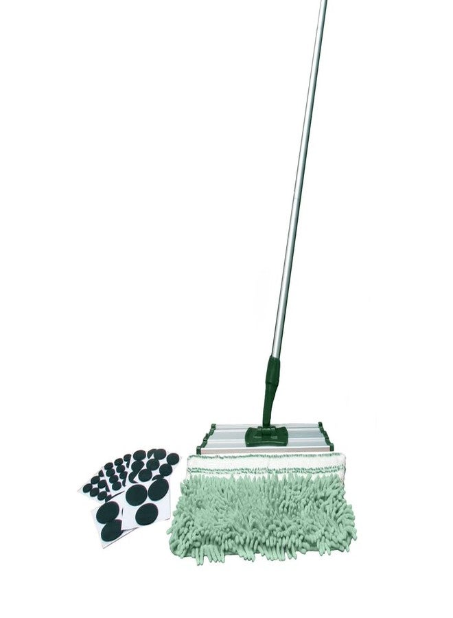 CalFlor Fern 48" Floor Care Mop Kit - Microfiber Scrub Pad, Chenille Sweeping Pad & 42 Felt Pads - Image 1