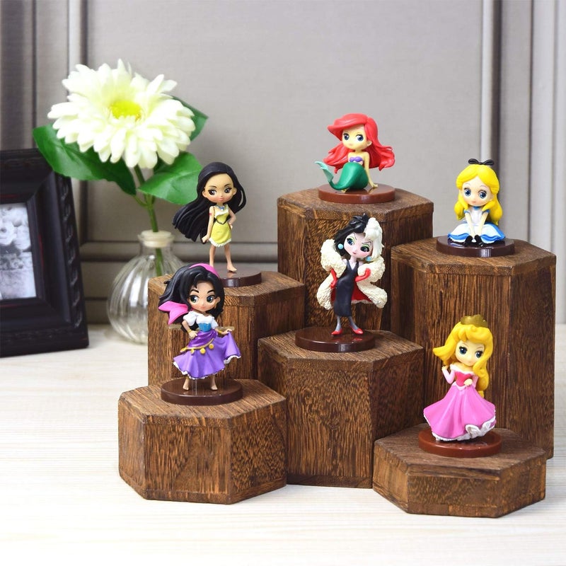 Mooca Wooden 6 Pcs Hexagon Risers for Display Jewelry and Accessories Display Stand, Brown - Image 5