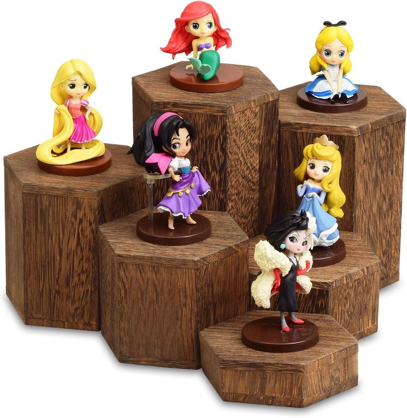 Mooca Wooden 6 Pcs Hexagon Risers for Display Jewelry and Accessories Display Stand, Brown - Image 2
