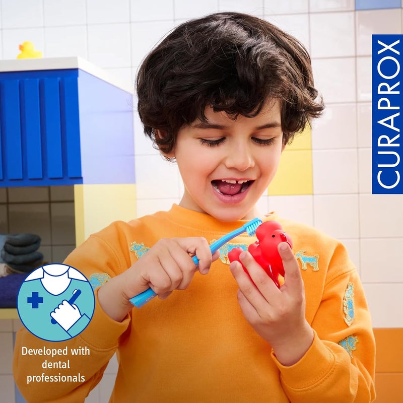 كيورا بروكس فرشاة أسنان CS للأطفال - فرشاة أسنان يدوية للأطفال مع 5500 شعيرات CUREN فائقة النعومة ورأس فرشاة صغير - لون عشوائي - Image 3