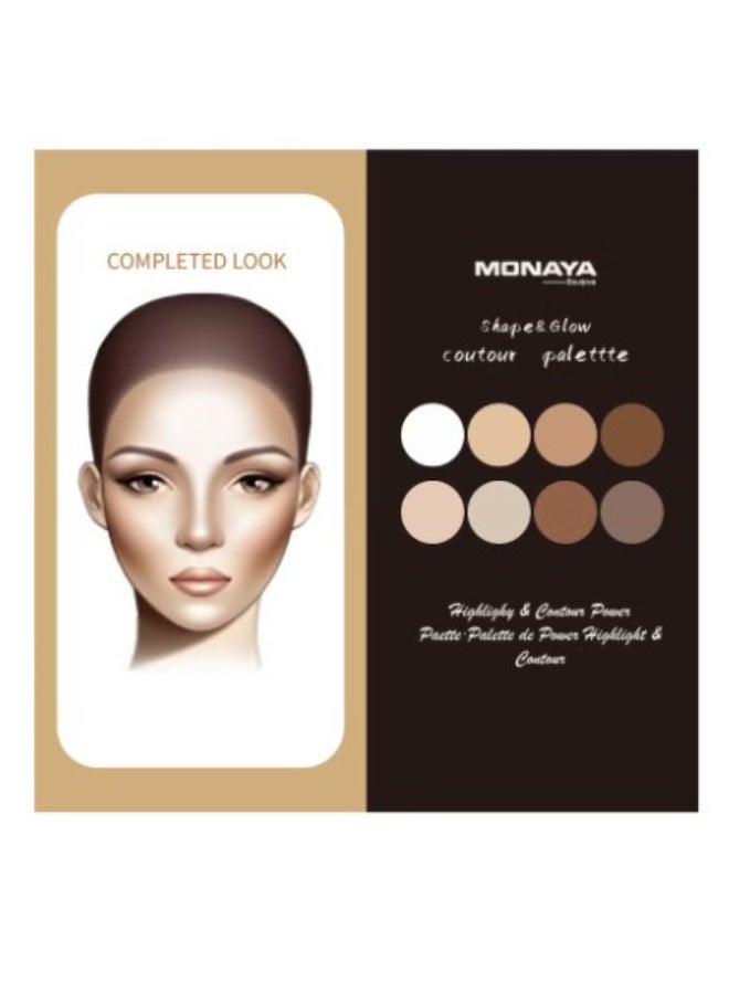 مونايا لوحة تحديد وإشراقة بـ8 ألوان - بلاشر، هايلايتر، برونزر وبودرة نحت - لوحة مكياج متكاملة للوجه - مكياج تحديد وإشراقة بسعر مناسب للسيدات - Image 2