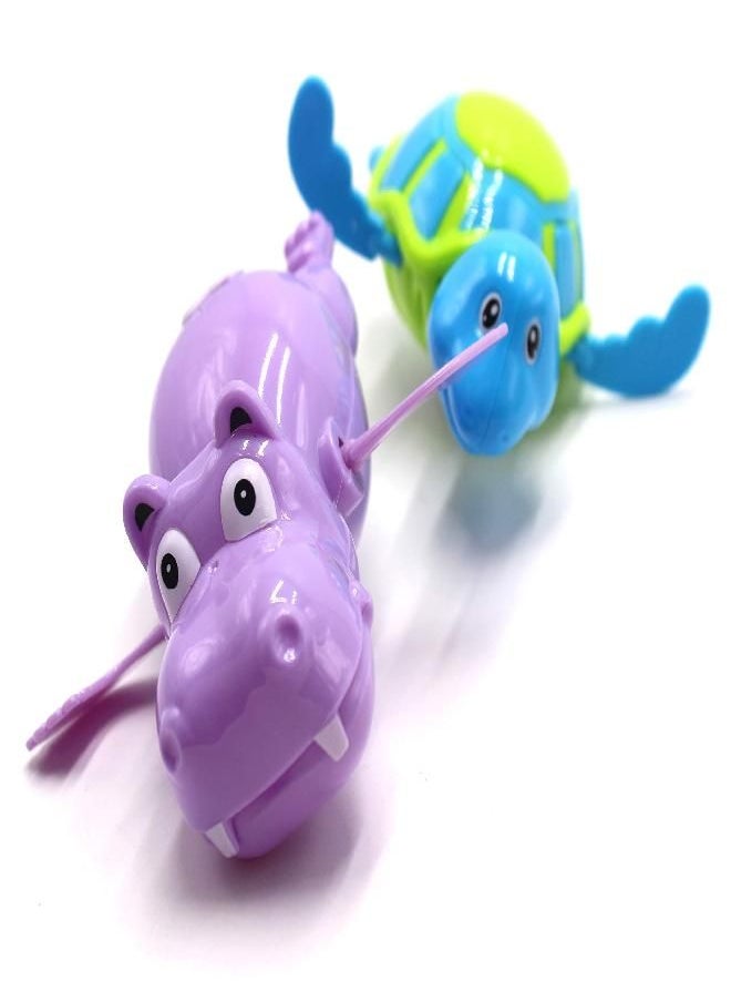 SPADORIVE SPADORIVE Floating Wind-up Bath Water Toys - 6 Pcs Sea Animal Bath Toy for Kids and Toddlers - Turtle Hippo Crocodile Hippocampus Fish, Bathtub Playset Clockwor  - Image 2