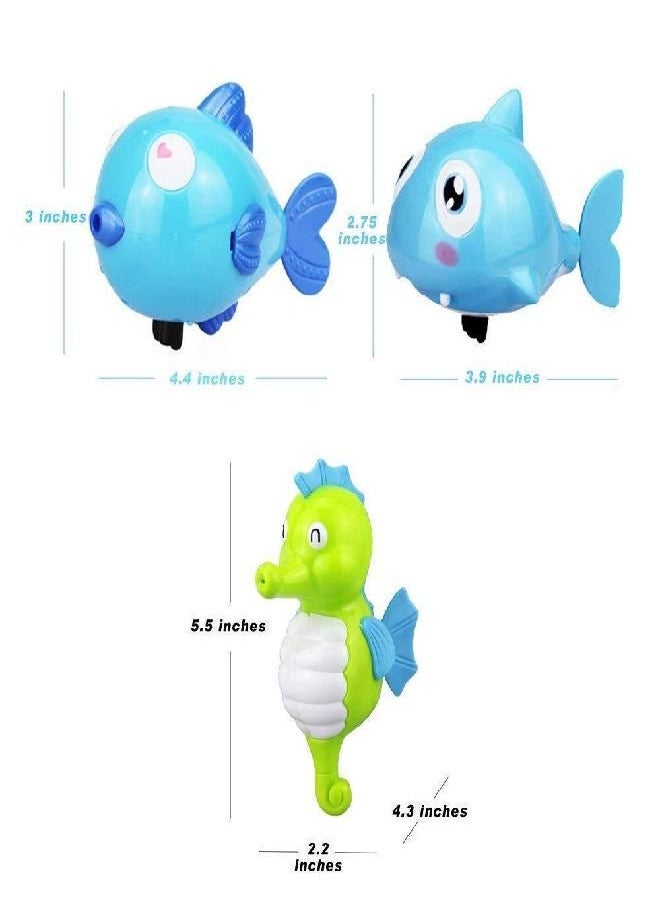 SPADORIVE SPADORIVE Floating Wind-up Bath Water Toys - 6 Pcs Sea Animal Bath Toy for Kids and Toddlers - Turtle Hippo Crocodile Hippocampus Fish, Bathtub Playset Clockwor  - Image 3