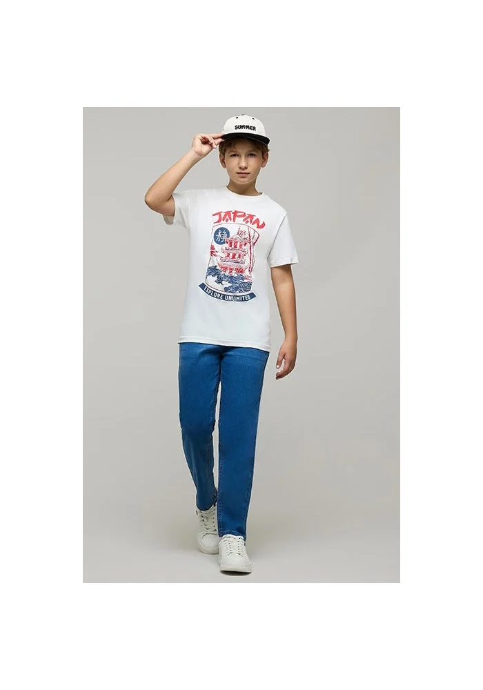 R&b Printed T-Shirt with Crew Neck and Short Sleeves