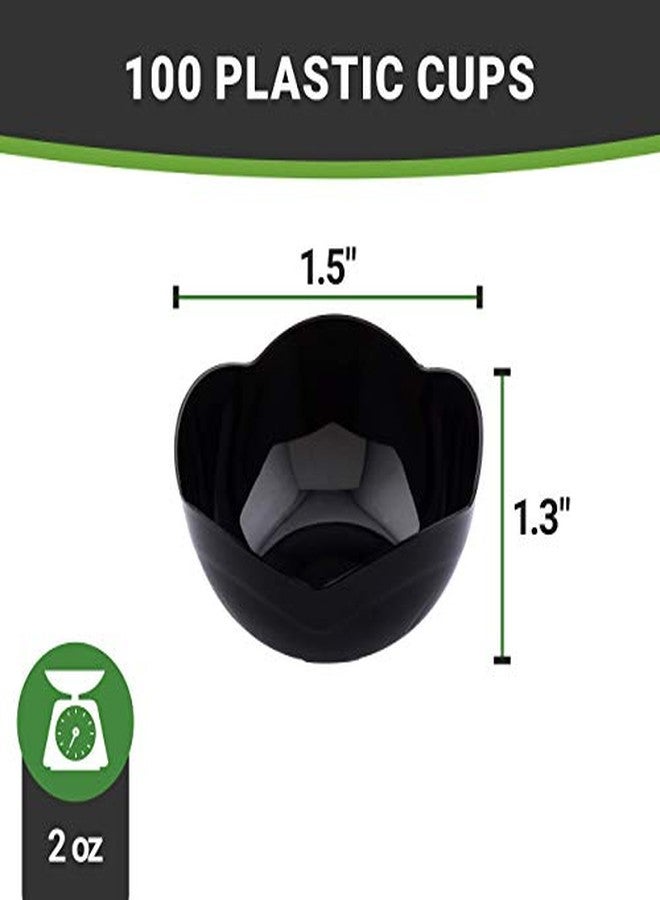 Restaurantware أكواب حلوى قابلة للتصرف سعة 2 أونصة من رستورانت وير 100 كوب مقبلات صغير - شكل زهرة جذاب أكواب آيس كريم بلاستيكية سوداء صغيرة متينة للحفلات أو الفعاليات المجهزة - Image 5