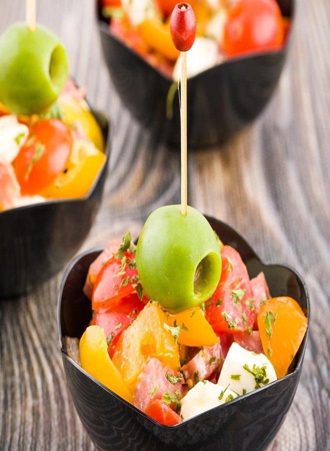 Restaurantware أكواب حلوى قابلة للتصرف سعة 2 أونصة من رستورانت وير 100 كوب مقبلات صغير - شكل زهرة جذاب أكواب آيس كريم بلاستيكية سوداء صغيرة متينة للحفلات أو الفعاليات المجهزة - Image 3