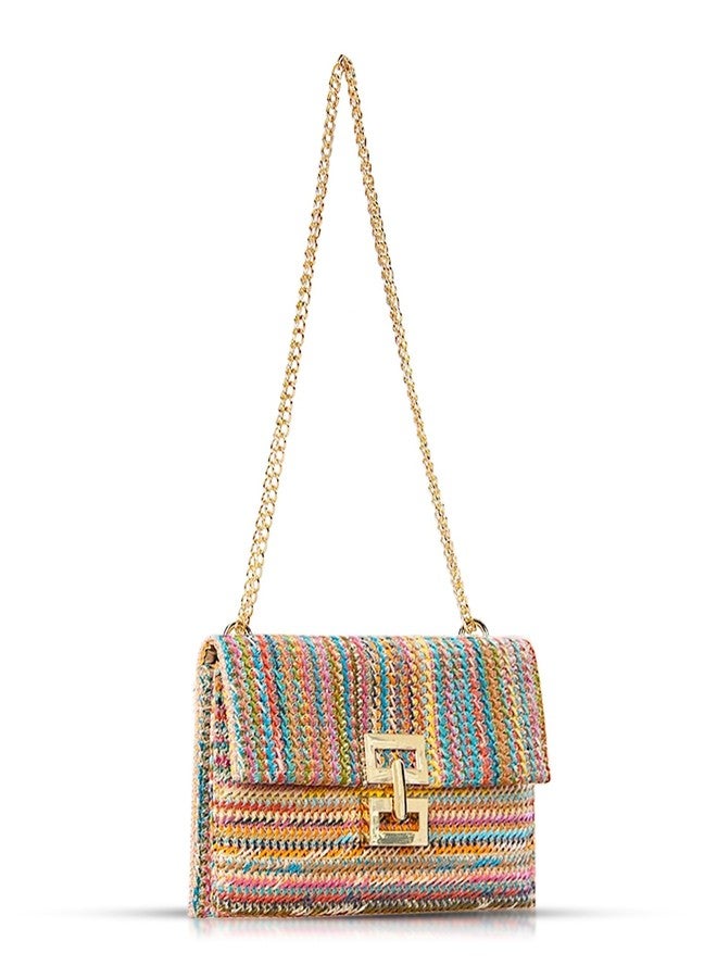 QTKJ Beach Bag, Crossbody Bags for Women, Hand-Woven Straw Handbag Underarm Bag, Summer Shoulder Bag Suitable for Vacation Travel Daily(Color) - Image 1