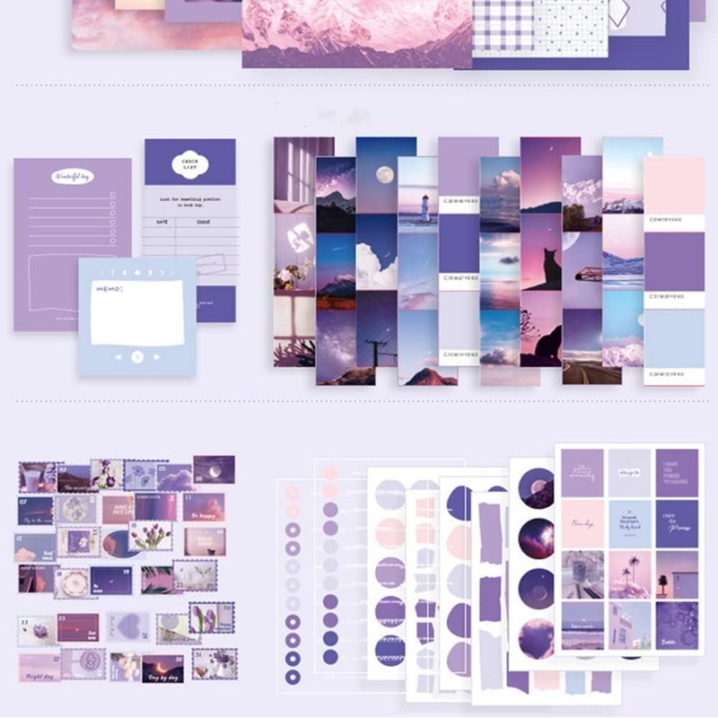EASTHILL Vintage Aesthetic Scrapbook Kit(346pcs), Scrapbooking Supplies Kit with Bullet Junk Journal, Stationery, A6 Grid Notebook with Graph Ruled Page DIY Journaling Gift for Teen Girl Kid Women (CC) - Image 5