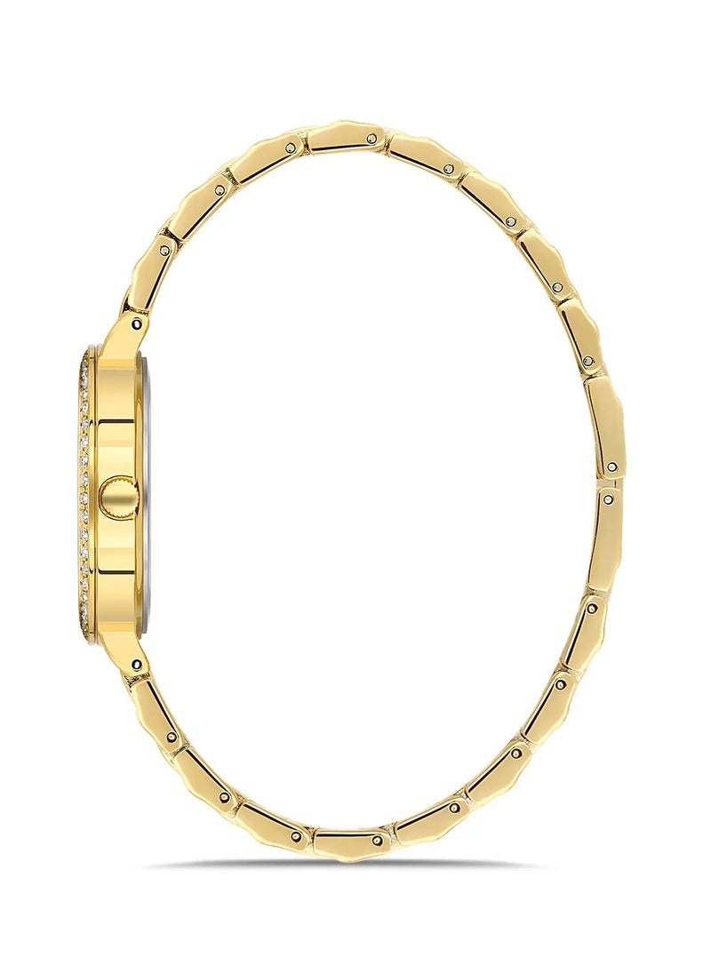 OMAX - Omax Women's Gold Luxury Wristwatch, Watches for Women, Stainless Watches, Steel Band, Black Crystal Dial, Waterproof Watch, 1 Year Warranty - Image 1