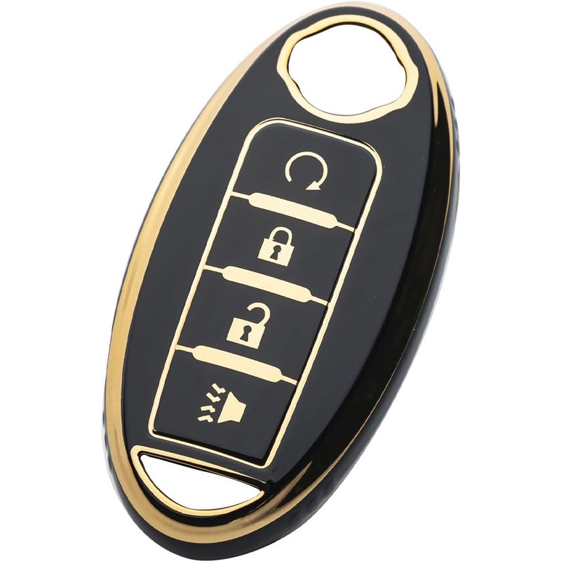 Tautrophen Key Fob Cover Fit for Nissan Infiniti Rogue Pathfinder Armada Murano kicks Frontier Titan 4 Buttons Smart Key