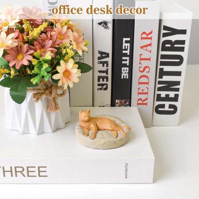 Cuayaes Orange Cat Figurines Memorial Gifts for Cat Lovers Women Men, Resin Cat Decor Statue for Home, Shelf, Office Desk, Living Room Decorations - Image 3