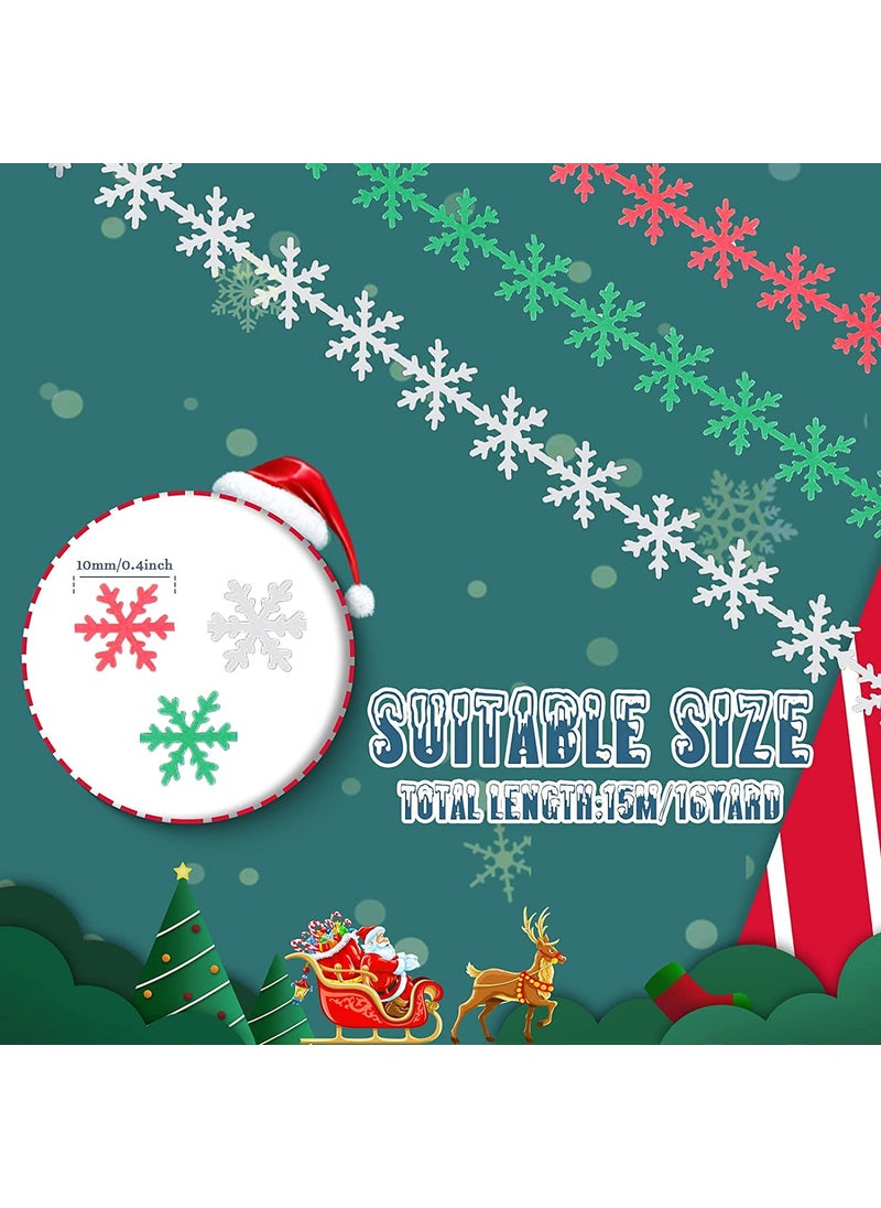 Incrizma Incrizma Felts Christmas Sewing Trim Embellishment Lace Ribbon Snowflake Lace Trim White Red Green Ribbons Vintage Lace Fabric Snowflake Wrapping Ribbon for Holiday Decor (Multi Color)  - Image 2