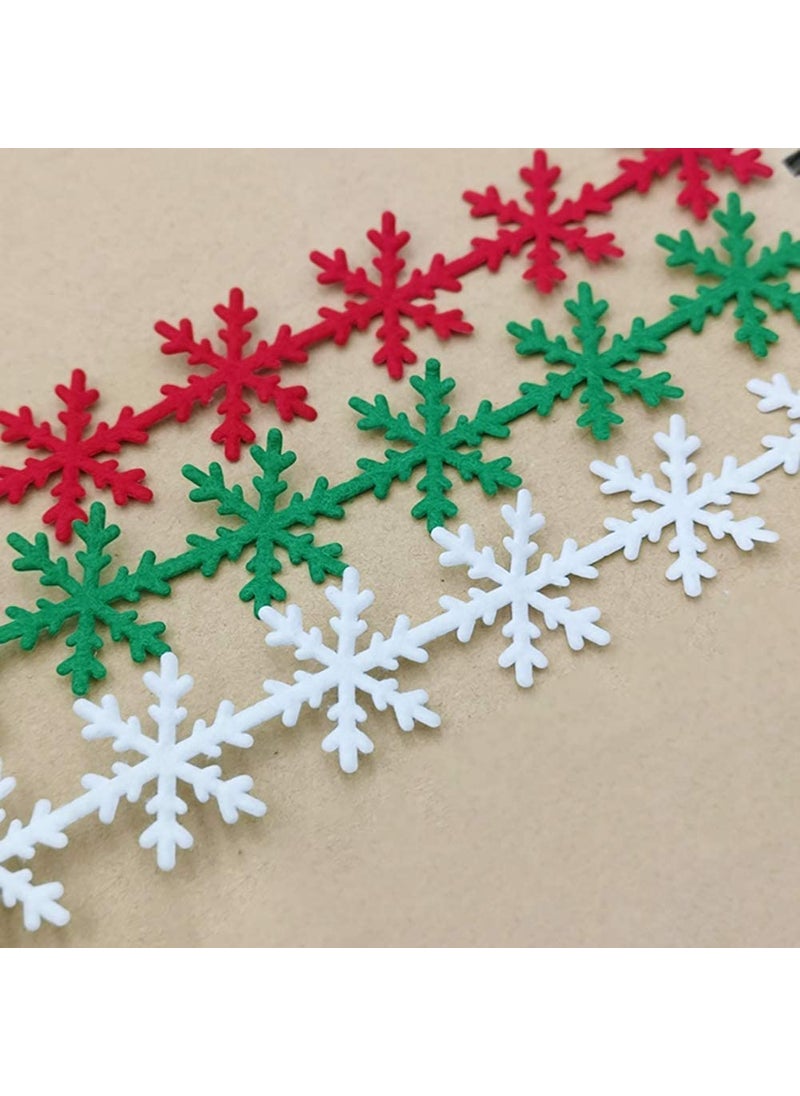 Incrizma Incrizma Felts Christmas Sewing Trim Embellishment Lace Ribbon Snowflake Lace Trim White Red Green Ribbons Vintage Lace Fabric Snowflake Wrapping Ribbon for Holiday Decor (Multi Color)  - Image 1