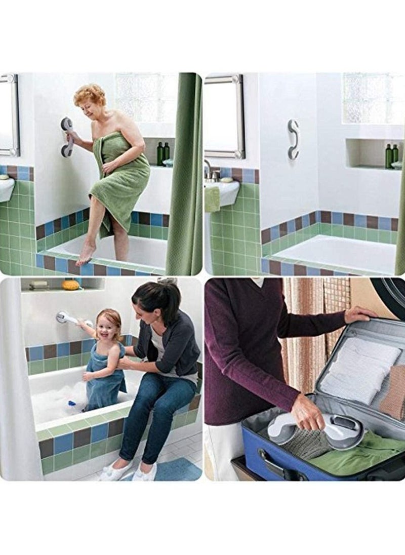 HomarKet - 2-Piece Bathroom Grab Bar Safety Suction Shower Support Non-slip Handle with Free Shower Sponge - Image 1