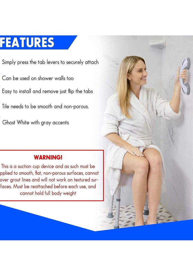 HomarKet - 2-Piece Bathroom Grab Bar Safety Suction Shower Support Non-slip Handle with Free Shower Sponge - Image 1