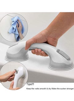 2-Piece Bathroom Grab Bar Safety Suction Shower Support Non-slip Handle with Free Shower Sponge