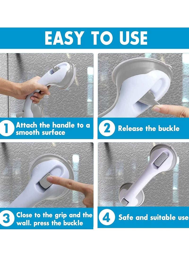 HomarKet - 2-Piece Bathroom Grab Bar Safety Suction Shower Support Non-slip Handle with Free Shower Sponge - Image 1