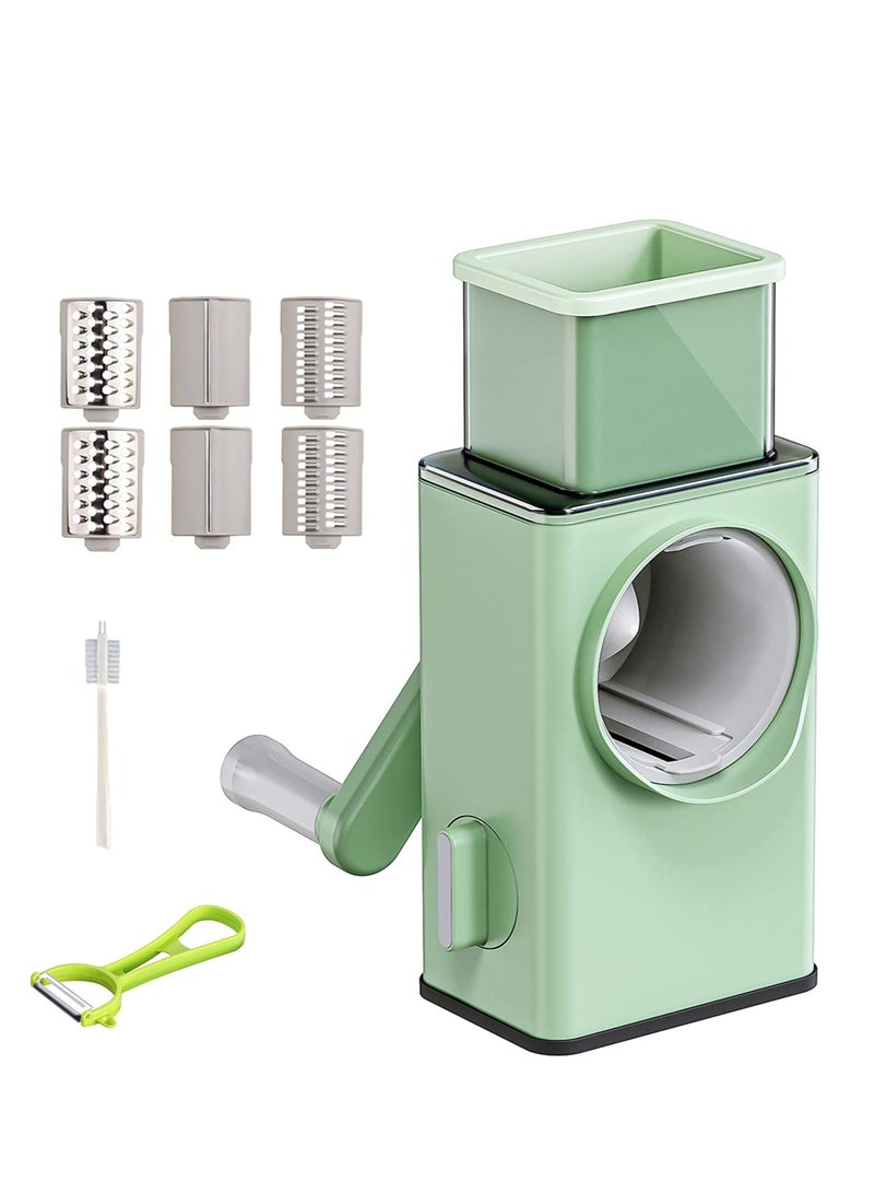 ELTRAZONE Rotary Vegetable Cutter + Cheese Grater - Vegetable Shredder Round Mandoline Slicer, Grater, Salad Maker - Large Feed Port - Suction Base - Vegetable, Fruit, Cookie, OREO, Nuts (Green) - Image 1