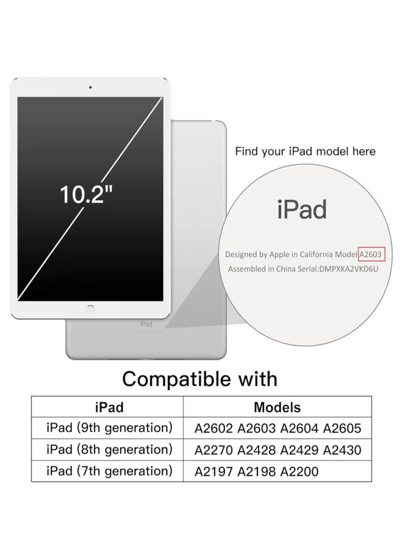 Case for iP 10.2 Inch 2019/2020/2021 (7th/8th/9th) Model with pencil Holder, slim Tablet Cover with soft TPU Back, Auto Wake/Sleep - Image 3