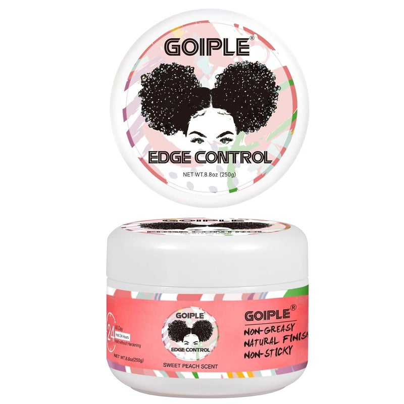 Goiple 88oz Edge Control Wax for Women Strong Hold Nongreasy Edge Control Smoother Edge Wax Styling Fixer Edge Control for Black Hair No Flaking White Residue Shine and Smooth Sweet Peach