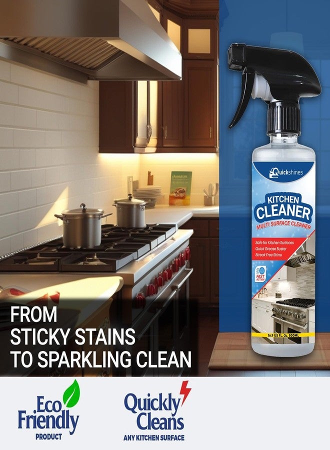 Purein Quickshines Kitchen Multi Surface Cleaner, 500ml, Fast Action Grease Buster, Streak-Free Formula - Image 3