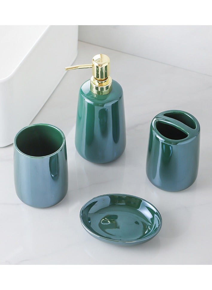 JiFENG 4pcs Bathroom Accessories Set Ceramic - Soap Dispenser, Soap Dish, Toothbrush Holder & Cup - Modern Sink Home Decor - Image 2