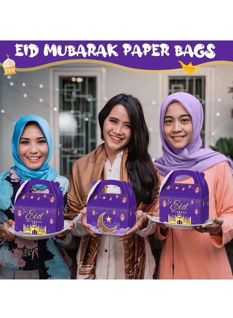 Bluejw 12 Pack Ramadan Treat Boxes Eid Mubarak Gift Boxes Mosque Star Moon Lantern Party Favor with Handle Bulk Ramadan Goodie Candy Bag for Eid Fitr Packages Supplies - Image 4