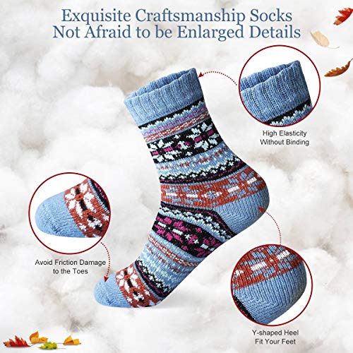 MORECOO Womens Wool Socks - Christmas Gifts for Women - Thick Cozy Winter Socks for Women Soft Warm Casual - Gifts Fuzzy Socks for Women 5 Pairs - Image 3
