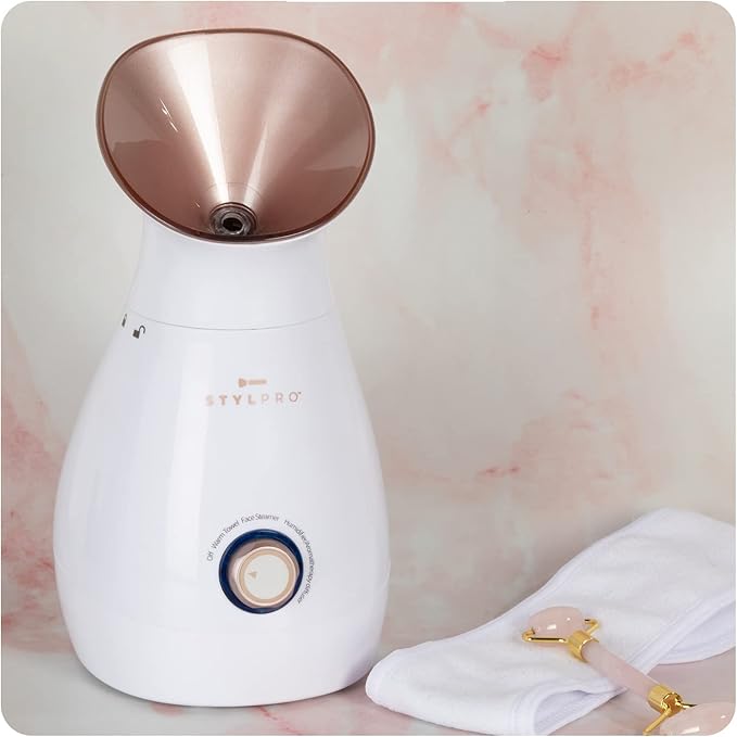 STYLPRO 4in1 Steamer Face Steamer Aromatherapy Diffuser Humidifier and Towel Warmer Ionic Face Mist for Deep Cleaning Luxury Home Spa Unclogs Pores RosegoldWhite - Image 5
