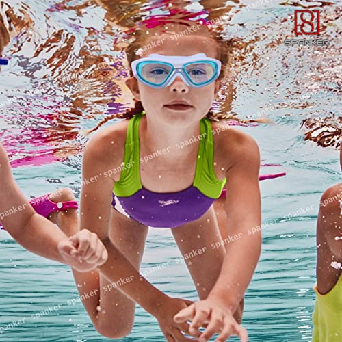 Spanker Wide View Swim Goggles with Ear Plugs,(Mercury Finish) UV Protection No Leaking Anti Fog Lens Swimming Glasses for Adult Women Men and Youth, White - Image 5