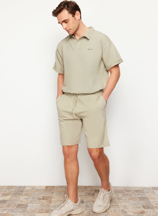 trendyol Stone Oversize Fit Knitted Comfortable Fabric Shorts - Image 2