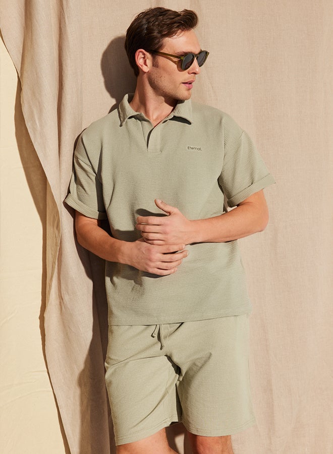 trendyol Stone Oversize Fit Knitted Comfortable Fabric Shorts - Image 3