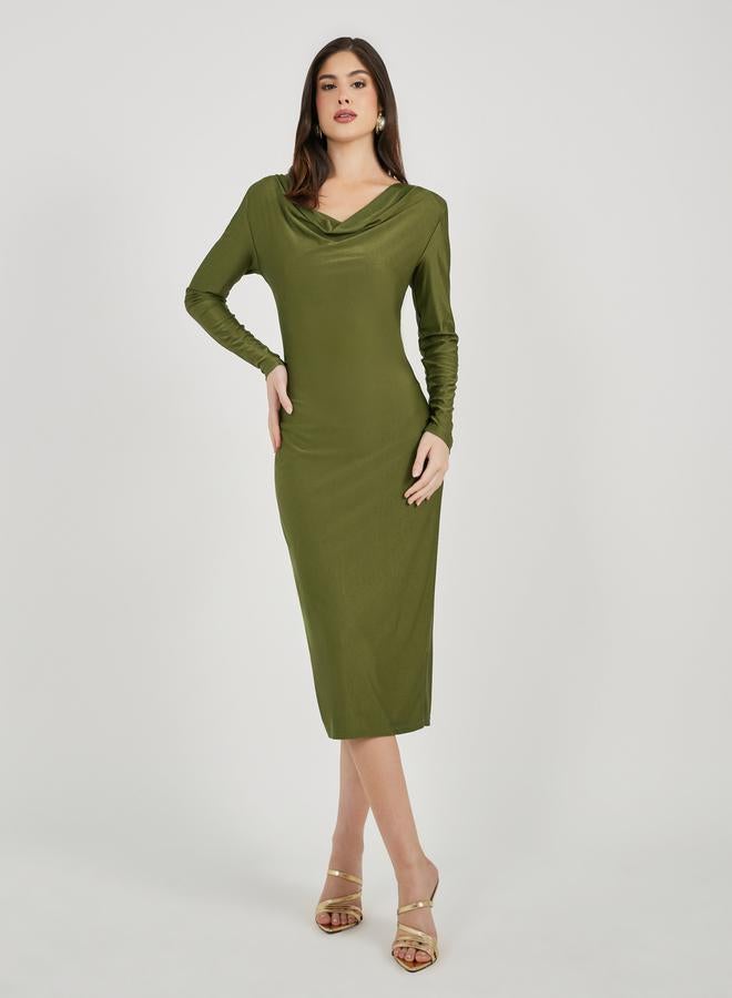 ستايلي فستان ميدي بياقة ملتفة - Image 1