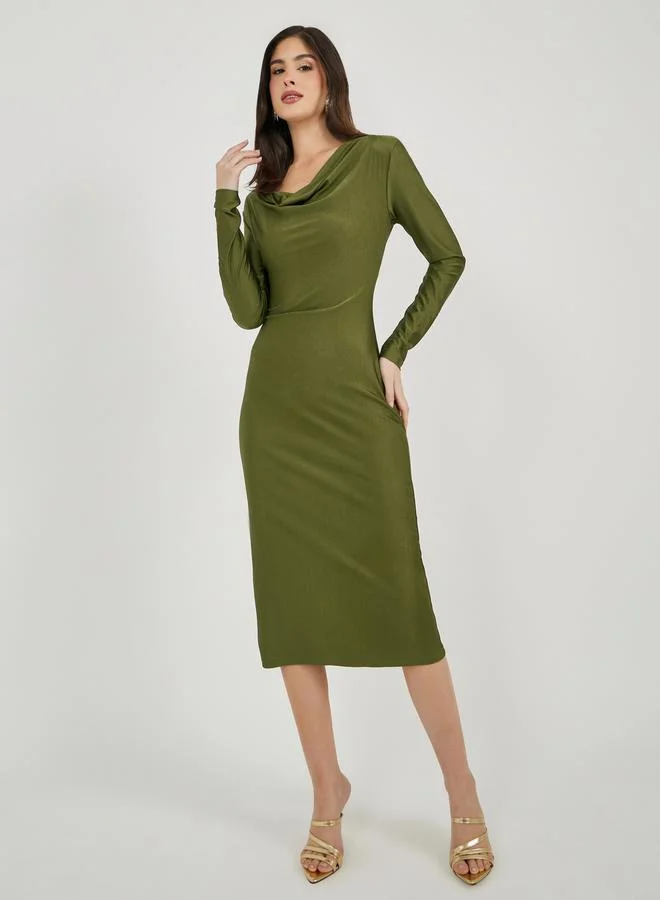 Styli Cowl Neck Midi Dress
