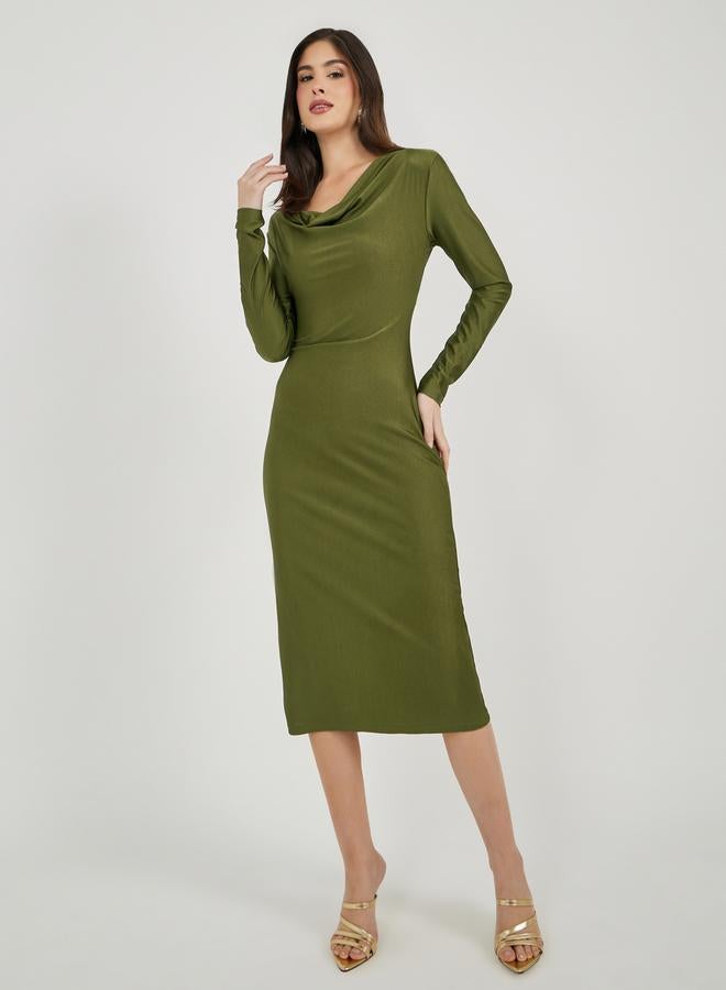 ستايلي فستان ميدي بياقة ملتفة - Image 4