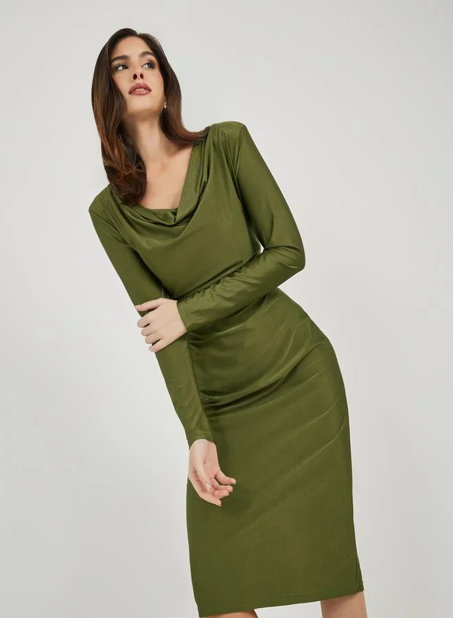 Styli Cowl Neck Midi Dress